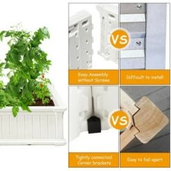 Budget 👍 Costway 4 Pcs 48.5'' Raised Garden Bed Square Plant Box Planter Flower Vegetable White 😀 -Planters Sales Store unnamed file 928